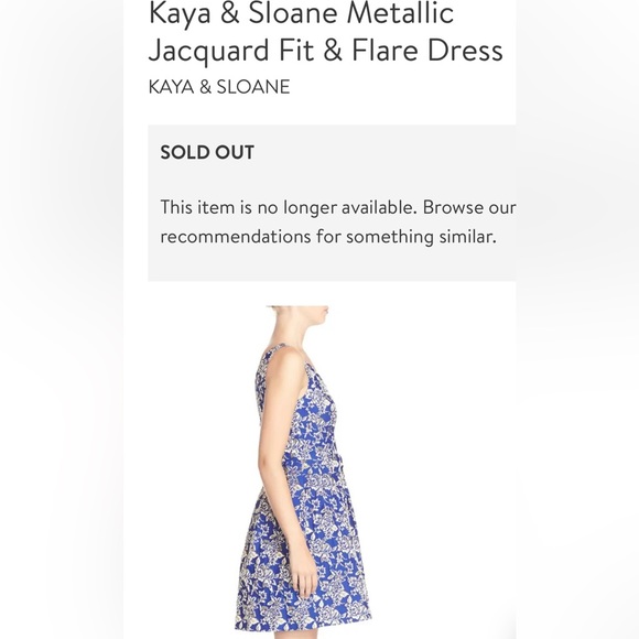 RARE KARA & SLOANE for NORDSTROM - DEEP V NECK & BACK, BACK ZIP, XS, BLUE/GOLD - Picture 3 of 17